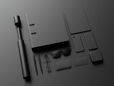 Siyah sahte tuzak kurdu. 3D çizim