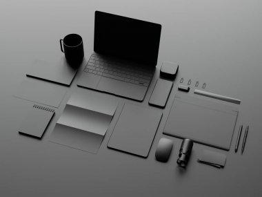 Siyah sahte tuzak kurdu. 3D çizim