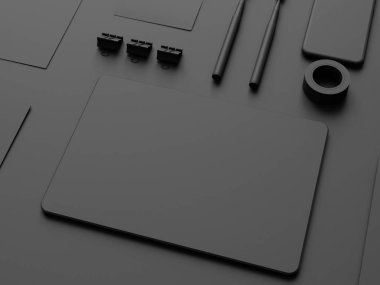 Siyah sahte tuzak kurdu. 3D çizim