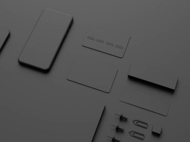 Siyah sahte tuzak kurdu. 3D çizim