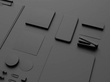 Siyah sahte tuzak kurdu. 3D çizim