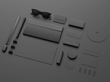 Siyah sahte tuzak kurdu. 3D çizim