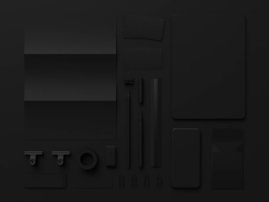 Siyah sahte tuzak kurdu. 3D çizim