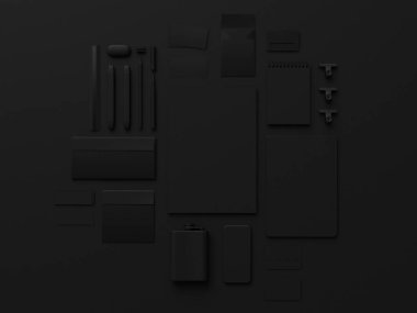 Siyah sahte tuzak kurdu. 3D çizim