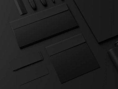 Siyah sahte tuzak kurdu. 3D çizim