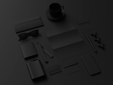 Siyah sahte tuzak kurdu. 3D çizim