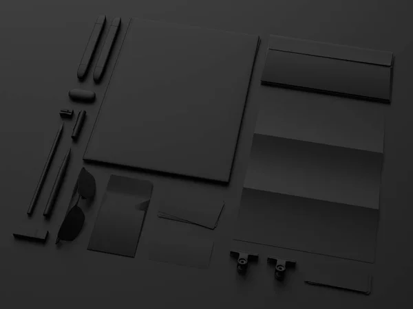 Set of black mock up. 3D illustration — Stock Photo, Image