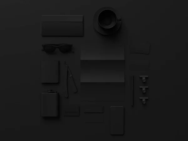 Set of black mock up. 3D illustration — Stock Photo, Image