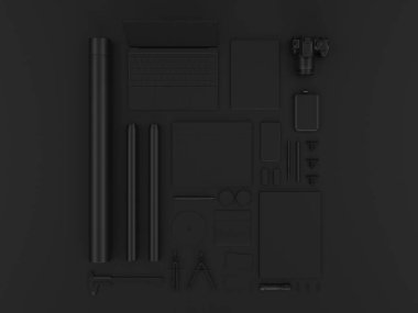 Siyah sahte tuzak kurdu. 3D çizim