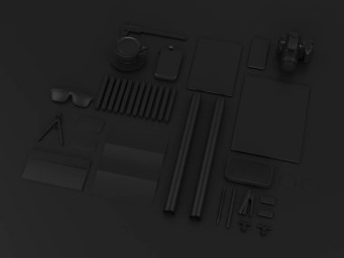 Siyah sahte tuzak kurdu. 3D çizim