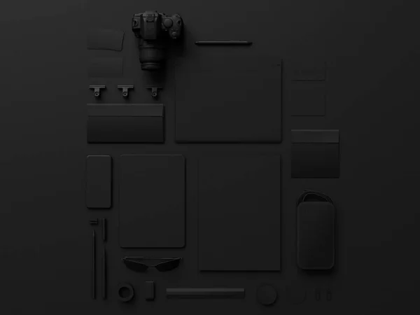 Set of black mock up. 3D illustration — Stock Photo, Image