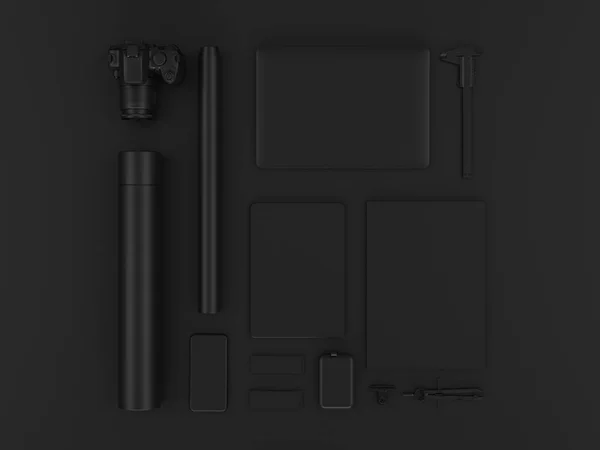 Set of black mock up. 3D illustration