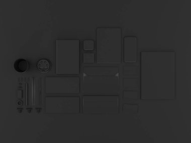 Siyah sahte tuzak kurdu. 3D çizim