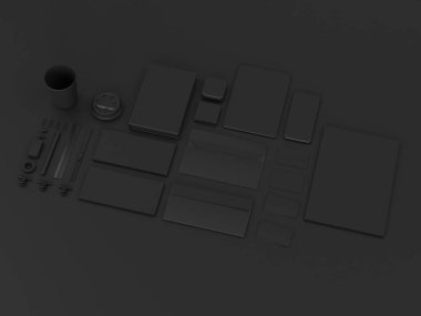 Siyah sahte tuzak kurdu. 3D çizim