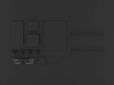 Siyah sahte tuzak kurdu. 3D çizim