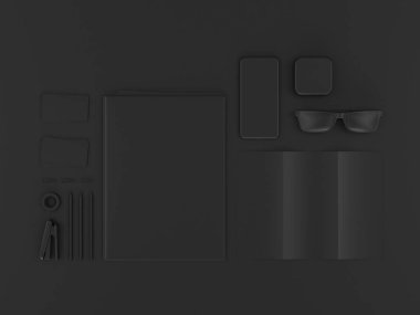 Siyah sahte tuzak kurdu. 3D çizim