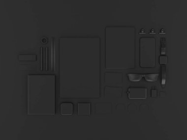 Siyah sahte tuzak kurdu. 3D çizim