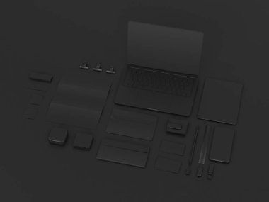 Siyah sahte tuzak kurdu. 3D çizim