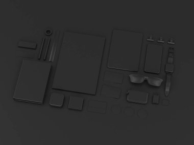 Siyah sahte tuzak kurdu. 3D çizim