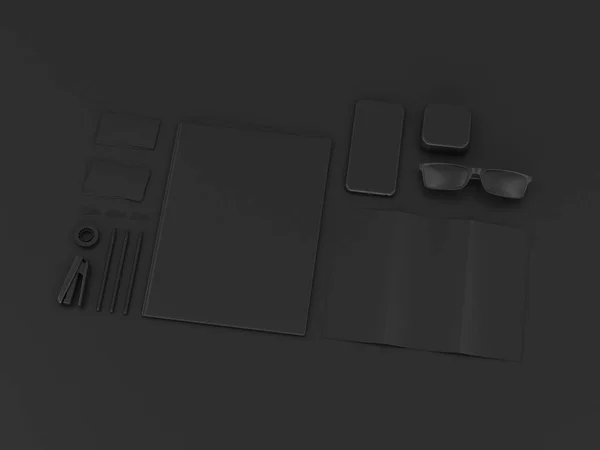 Set of black mock up. 3D illustration