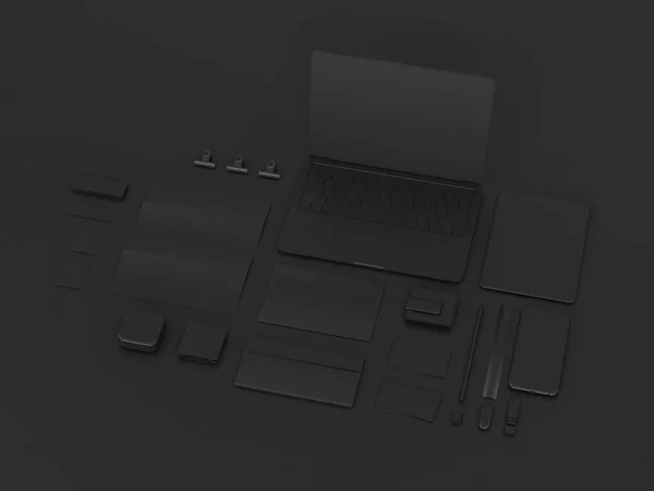 Set of black mock up. 3D illustration