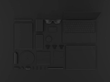 Siyah sahte tuzak kurdu. 3D çizim