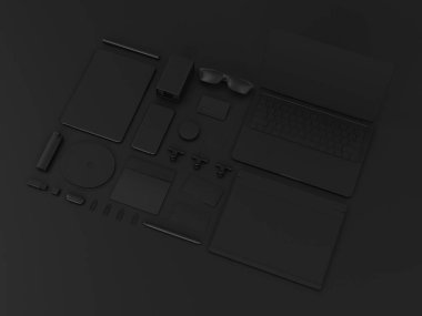 Siyah sahte tuzak kurdu. 3D çizim