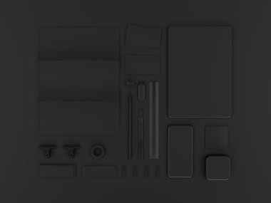 Siyah sahte tuzak kurdu. 3D çizim