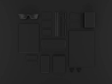 Siyah sahte tuzak kurdu. 3D çizim