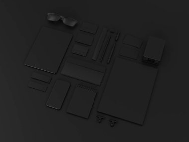 Siyah sahte tuzak kurdu. 3D çizim