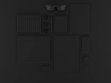 Siyah sahte tuzak kurdu. 3D çizim