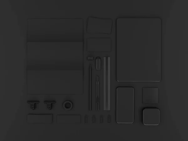 Um par de mocas pretas. Ilustração 3D — Fotografia de Stock