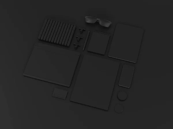Set of black mock up. 3D illustration — Stock Photo, Image