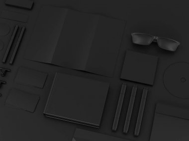 Siyah sahte tuzak kurdu. 3D çizim