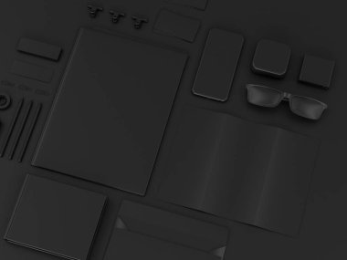 Siyah sahte tuzak kurdu. 3D çizim