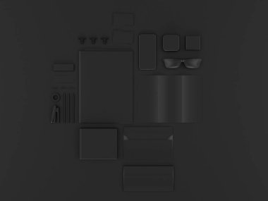 Siyah sahte tuzak kurdu. 3D çizim