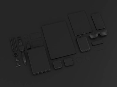 Siyah sahte tuzak kurdu. 3D çizim