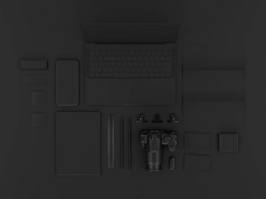 Siyah sahte tuzak kurdu. 3D çizim