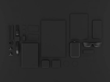 Siyah sahte tuzak kurdu. 3D çizim