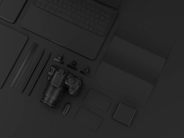 Siyah sahte tuzak kurdu. 3D çizim