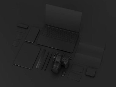 Siyah sahte tuzak kurdu. 3D çizim