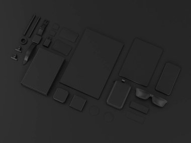 Siyah sahte tuzak kurdu. 3D çizim