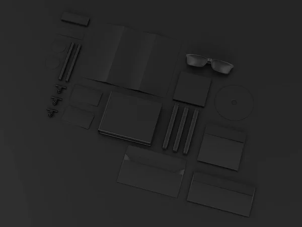 Set of black mock up. 3D illustration