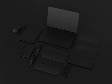 Siyah sahte tuzak kurdu. 3D çizim