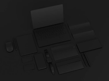 Siyah sahte tuzak kurdu. 3D çizim