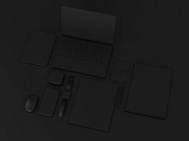 Siyah sahte tuzak kurdu. 3D çizim