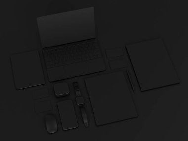 Siyah sahte tuzak kurdu. 3D çizim