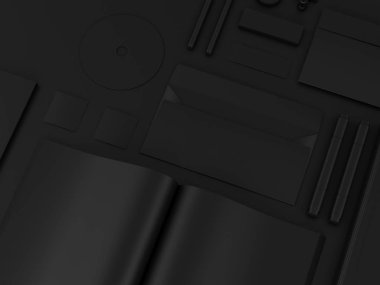 Siyah sahte tuzak kurdu. 3D çizim