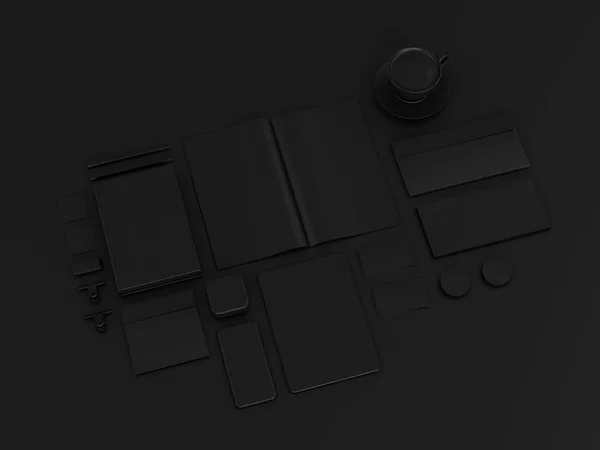 Set of black mock up. 3D illustration