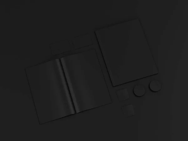 Set of black mock up. 3D illustration